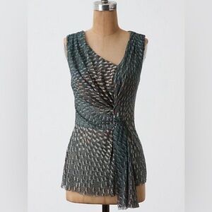 Anthropologie Deletta Teal Twist Front ‘Regroup’ Mesh Top